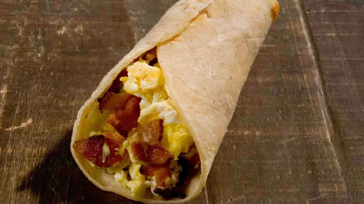 Bacon & Egg Taco - Crispy bacon and scrambled eggs in a warm tortilla